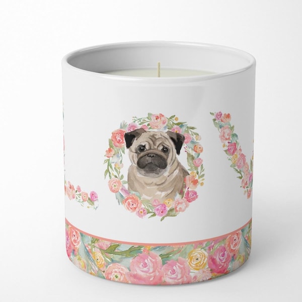 Carolines Treasures 3.75 x 3.25 in. Unisex Pug No.2 Love 10 oz Decorative Soy Candle WDK4609CDL - main